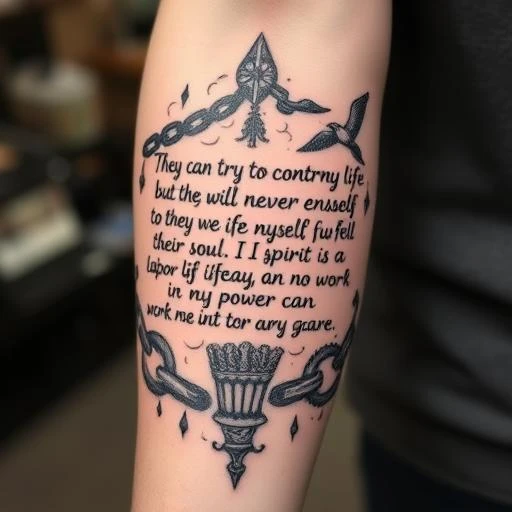 Resilient Spirit: Anchor, Flower, Chain & Bird Tattoo